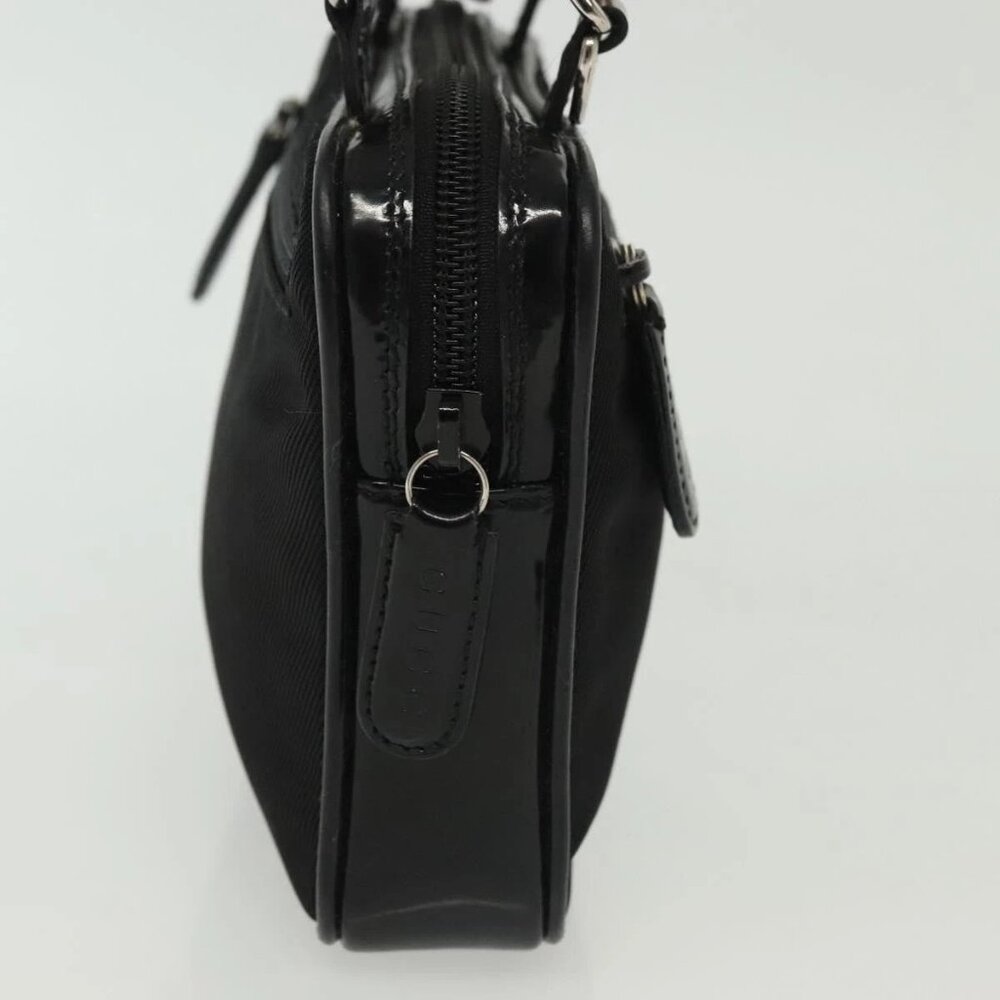 GUCCI Bamboo Hand Bag Nylon 2way Black Silver 007 2040 0275 Auth 141697 - Picture 6 of 16